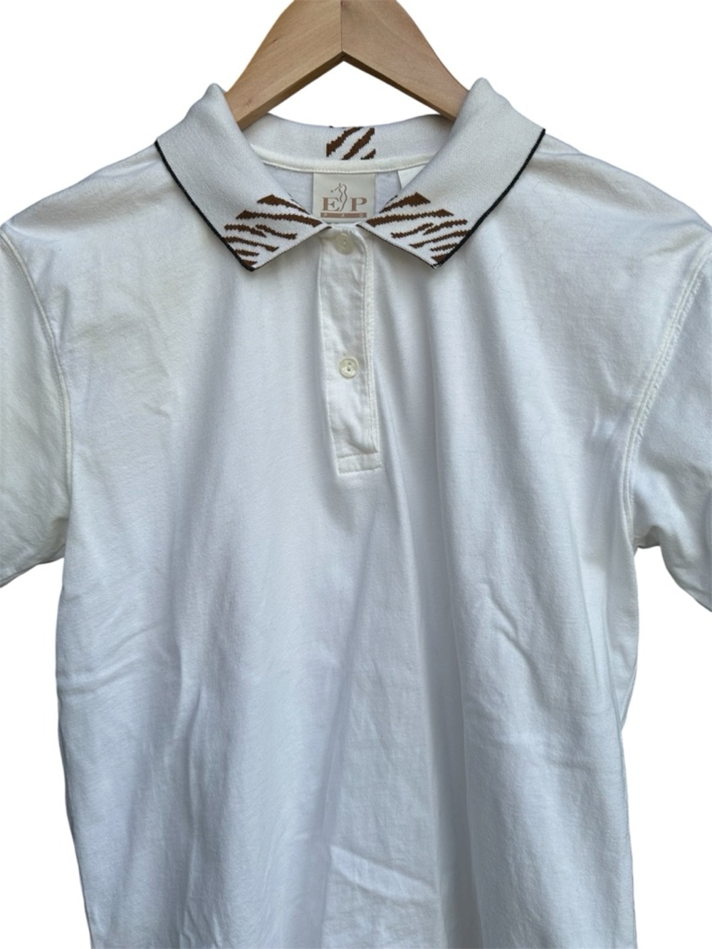 Vintage EP Pro Golf Polo
Ladies 
Brown Tiger Stripes

Size S/P